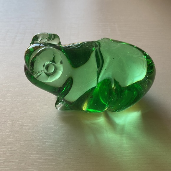 Blown Glass Green Frog Paperweight Glass Art Sculpture Nature - Picture 5 of 13